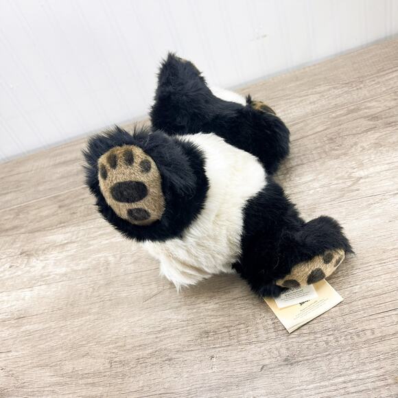 Steiff Manschli Black White Panda Bear Plush Toy Laying Down - Picture 12 of 13